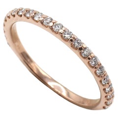 14 Karat Rose Gold .20 Carat Round Natural Diamond Half Wedding Band Ring