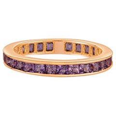 14 Karat Roségold 2,30ctw Channel Set Prinzessinnenschliff lila Saphir Ewigkeitsring