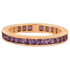 14 Karat Rose Gold 2.30ctw Channel Set Princess Cut Purple Sapphire Eternity Ban