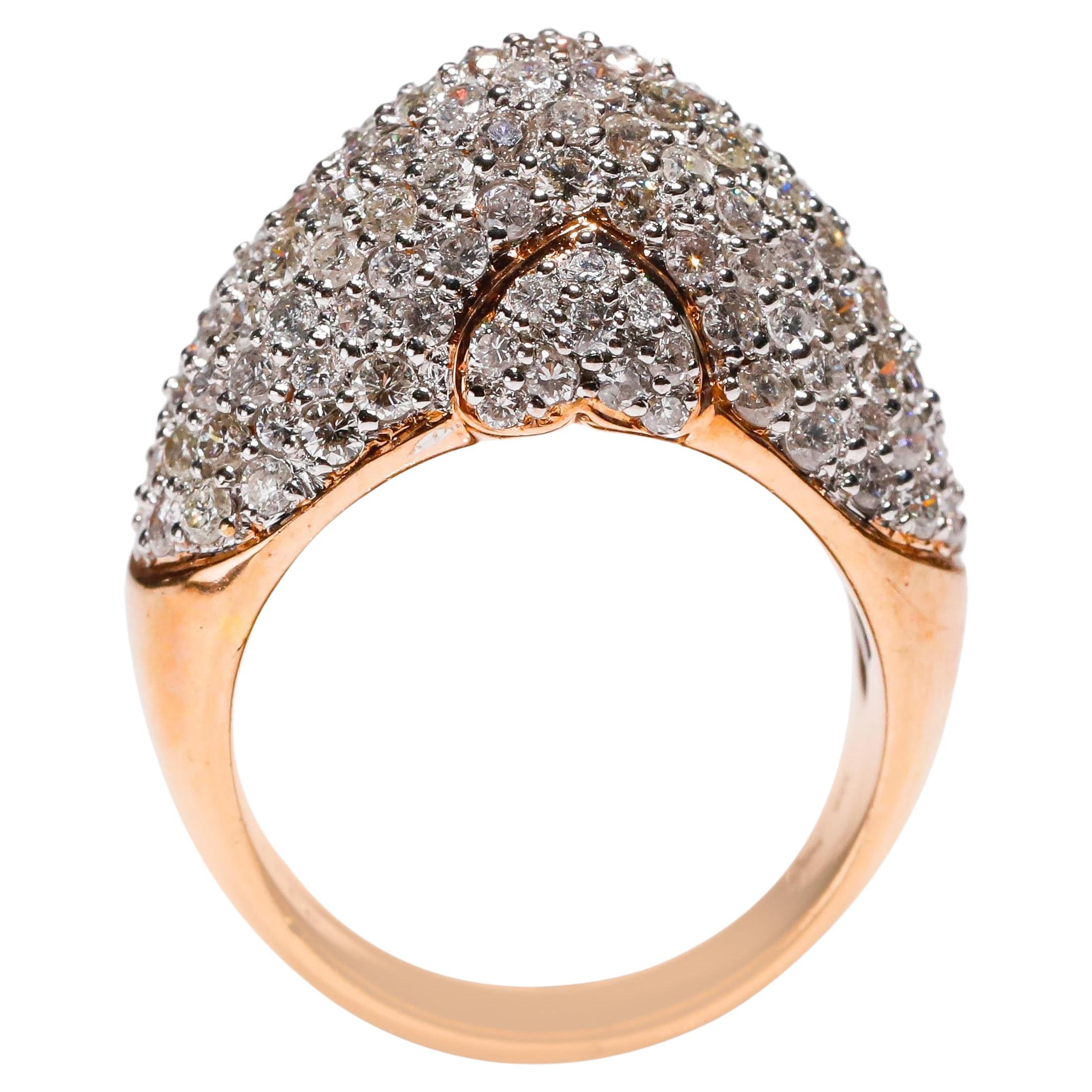Anillo de oro rosa de 14 quilates con diamante blanco talla redonda brillante de 3,4 quilates en venta