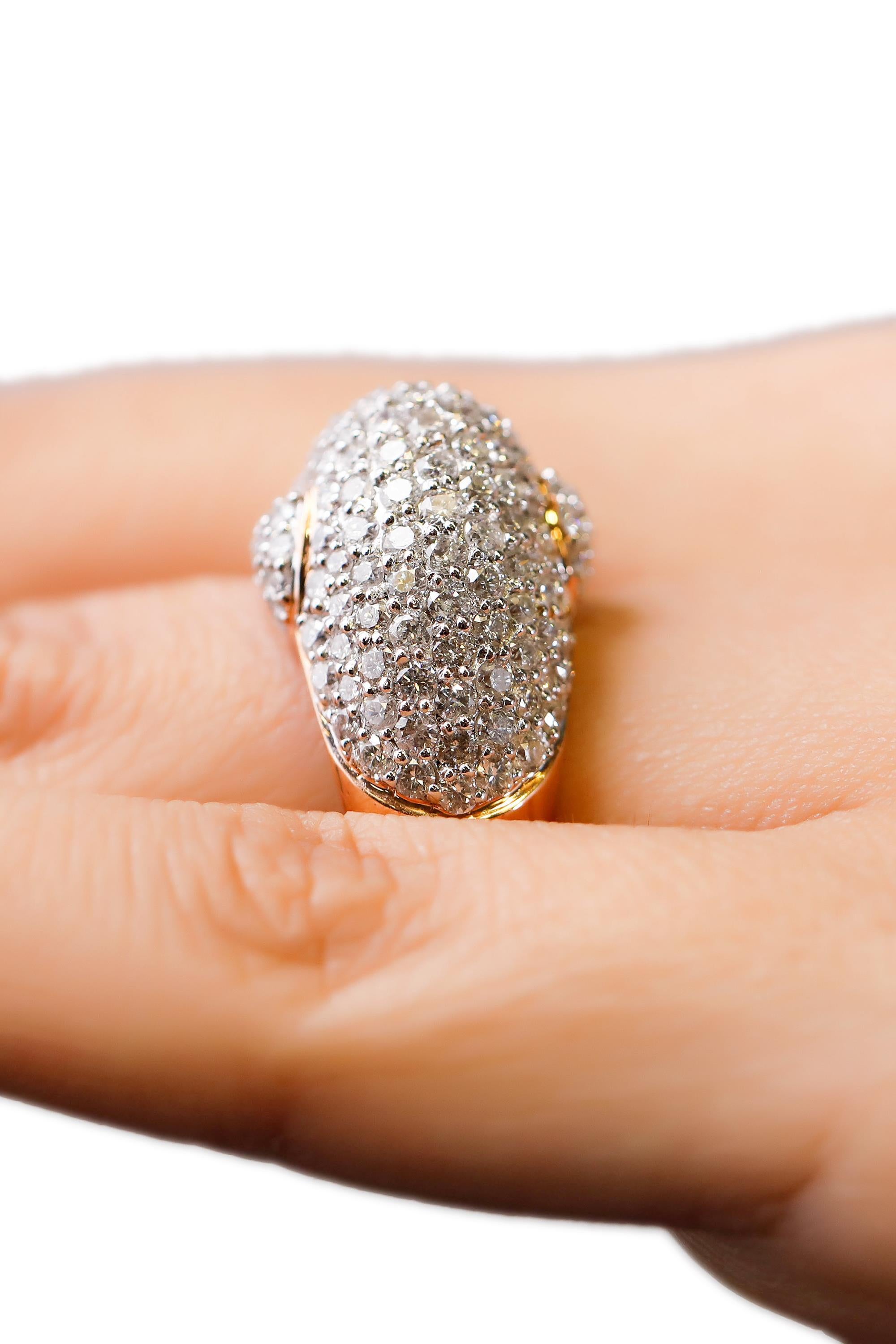 De las mujeres Anillo de oro rosa de 14 quilates con diamante blanco talla redonda brillante de 3,4 quilates en venta