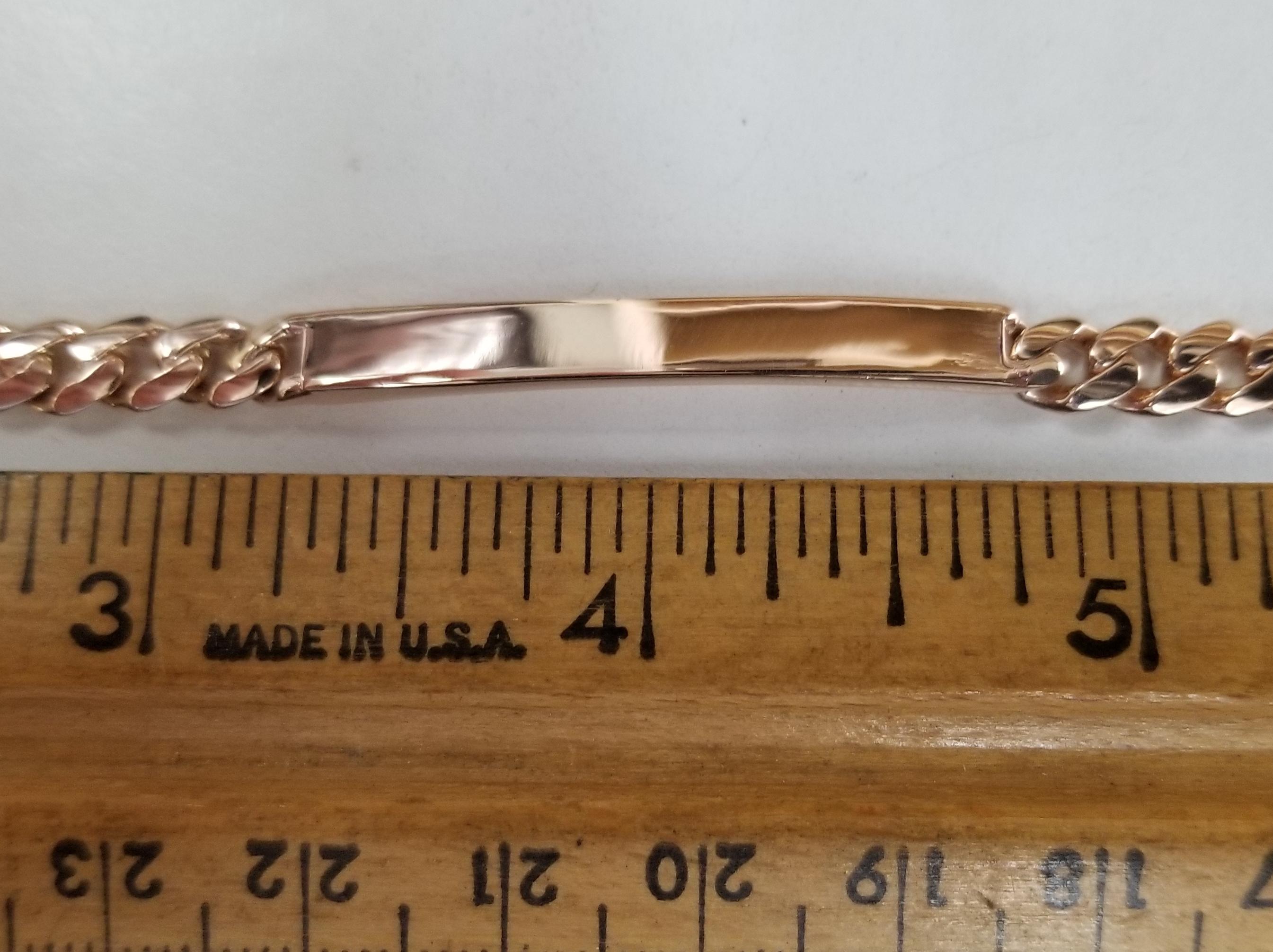 14 Karat Rose Gold Wide ID Bracelet In New Condition In Los Angeles, CA