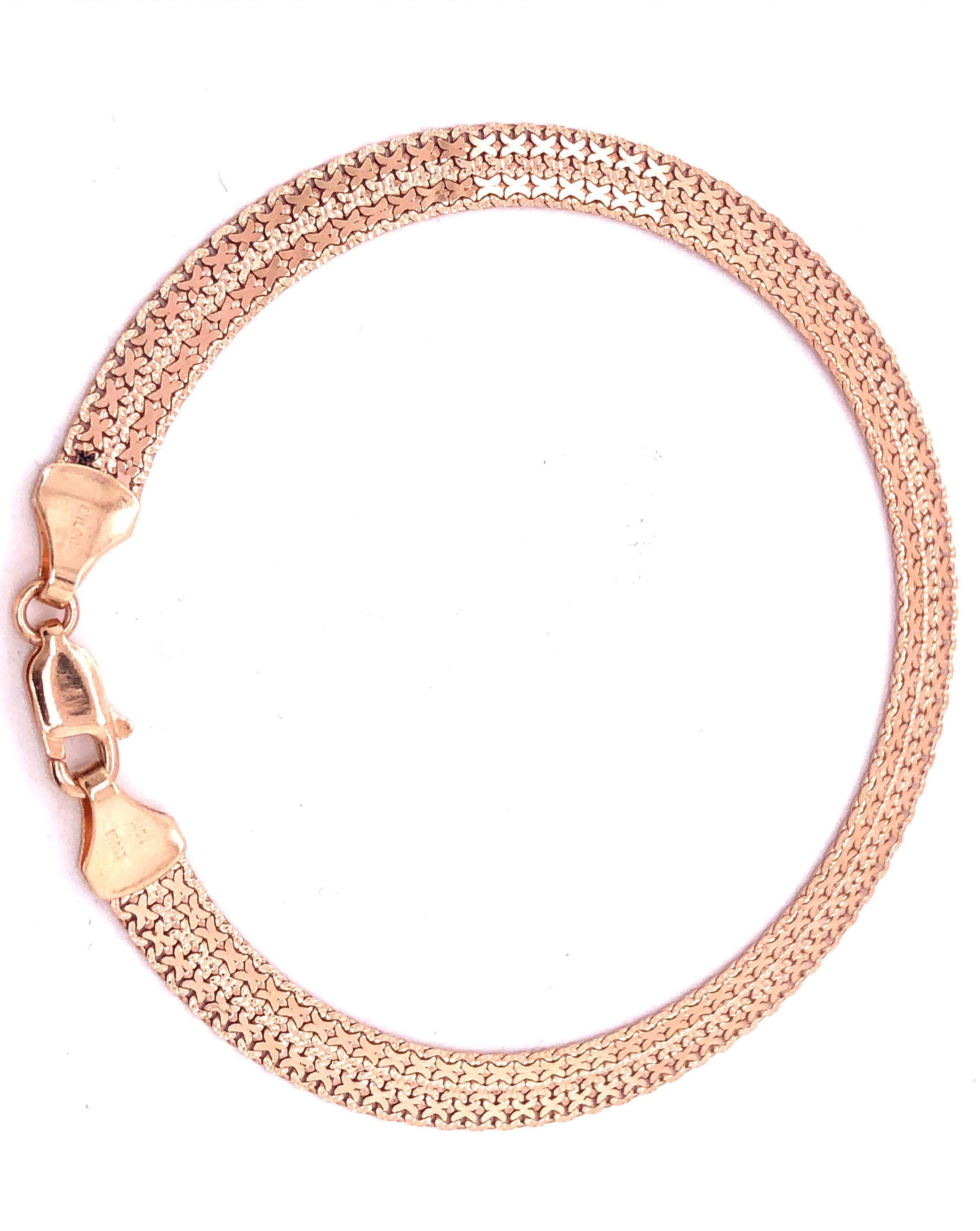 Modern 14 Karat Rose Gold Fancy Link Bracelet, Italian For Sale