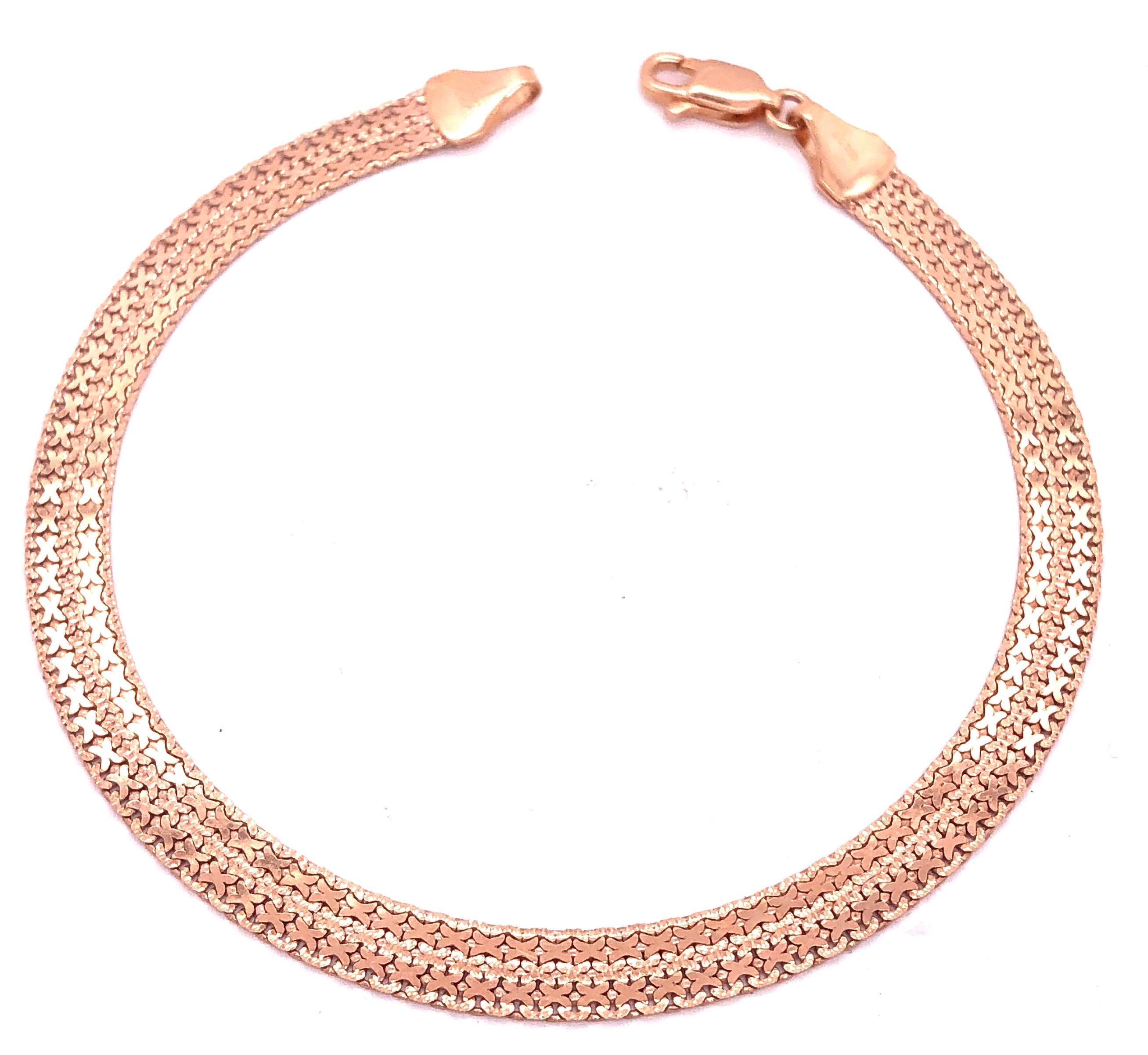 14 Karat Rose Gold Fancy Link Bracelet, Italian In Good Condition For Sale In Manhasset, NY