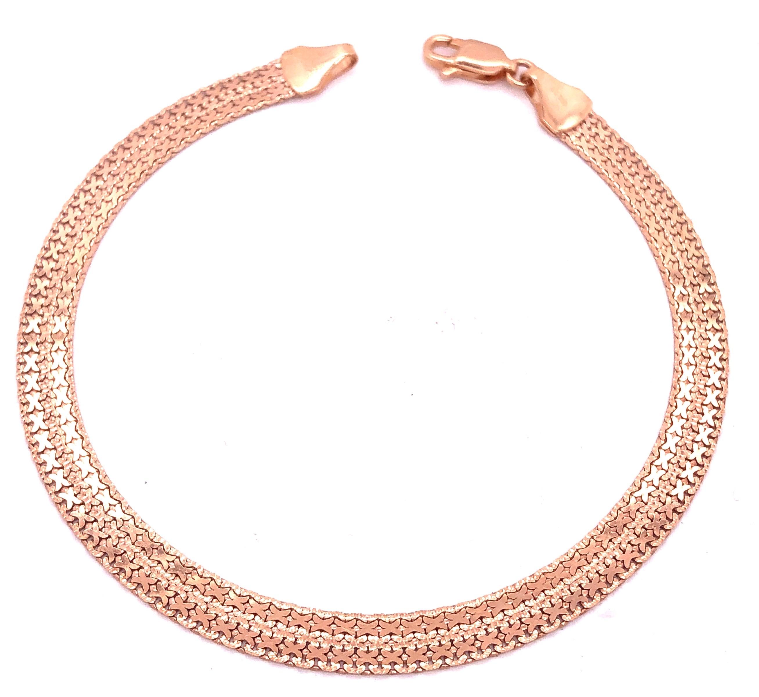 14 Karat Rose Gold Fancy Link Bracelet, Italian In Good Condition For Sale In Stamford, CT