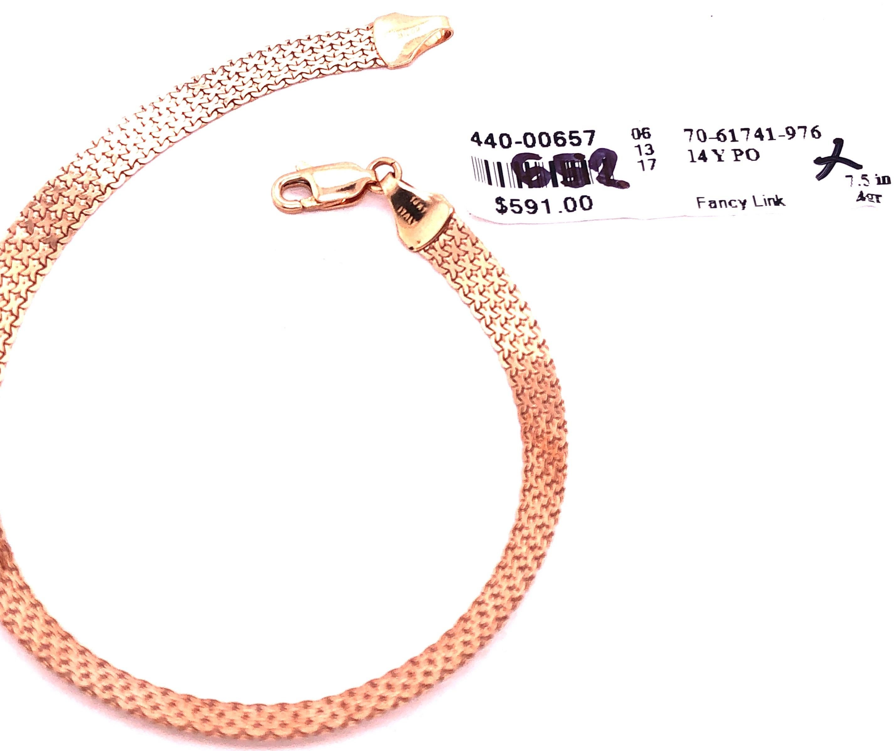 14 Karat Rose Gold Fancy Link Bracelet, Italian For Sale 2