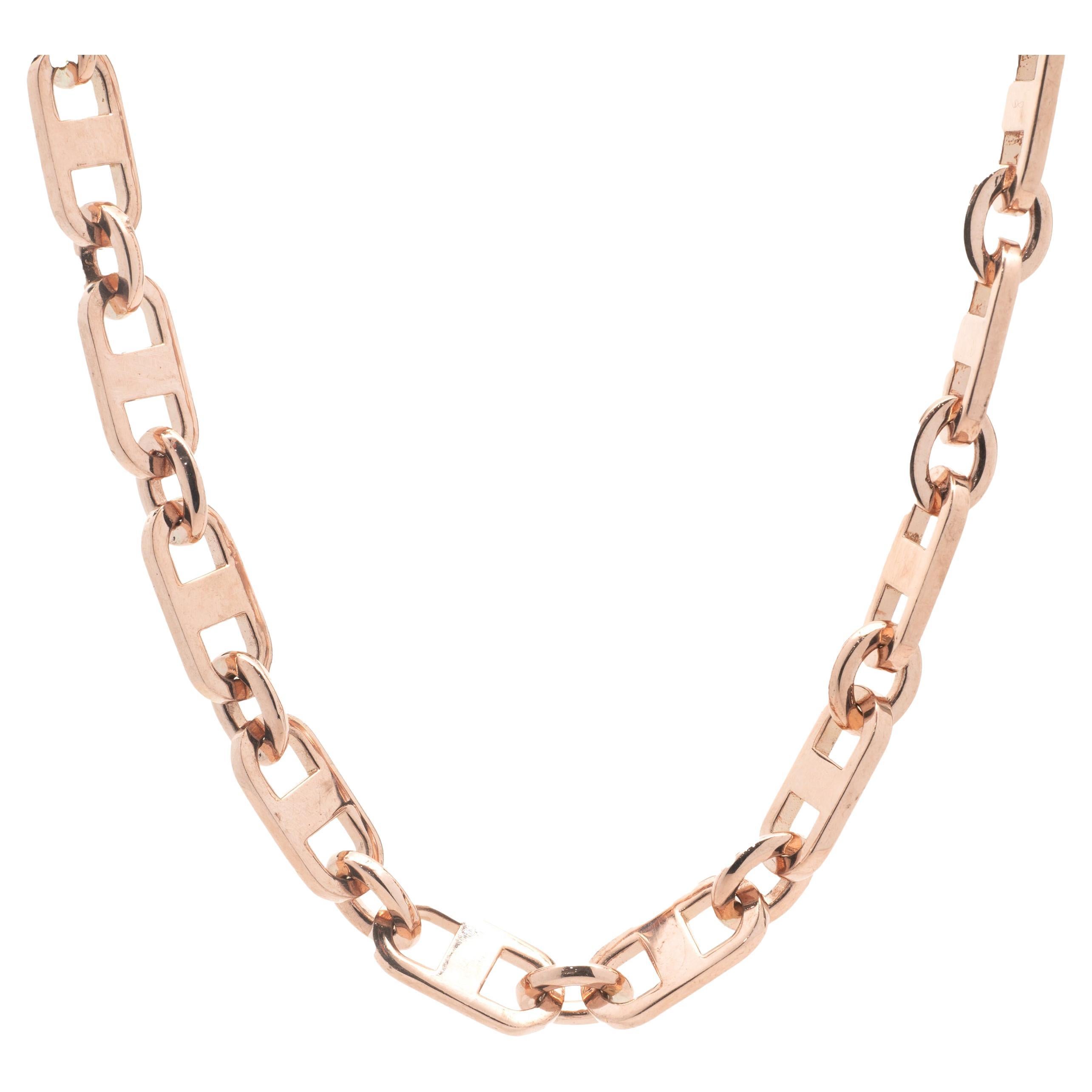 14 Karat Rose Gold Square Link Chain Necklace