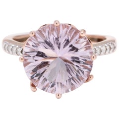 14 Karat Rose Gold Amethyst and Diamond Cocktail Ring