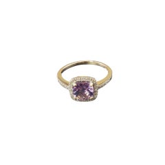 14 Karat Rose Gold Amethyst and Diamond Ring Size 8 #17070