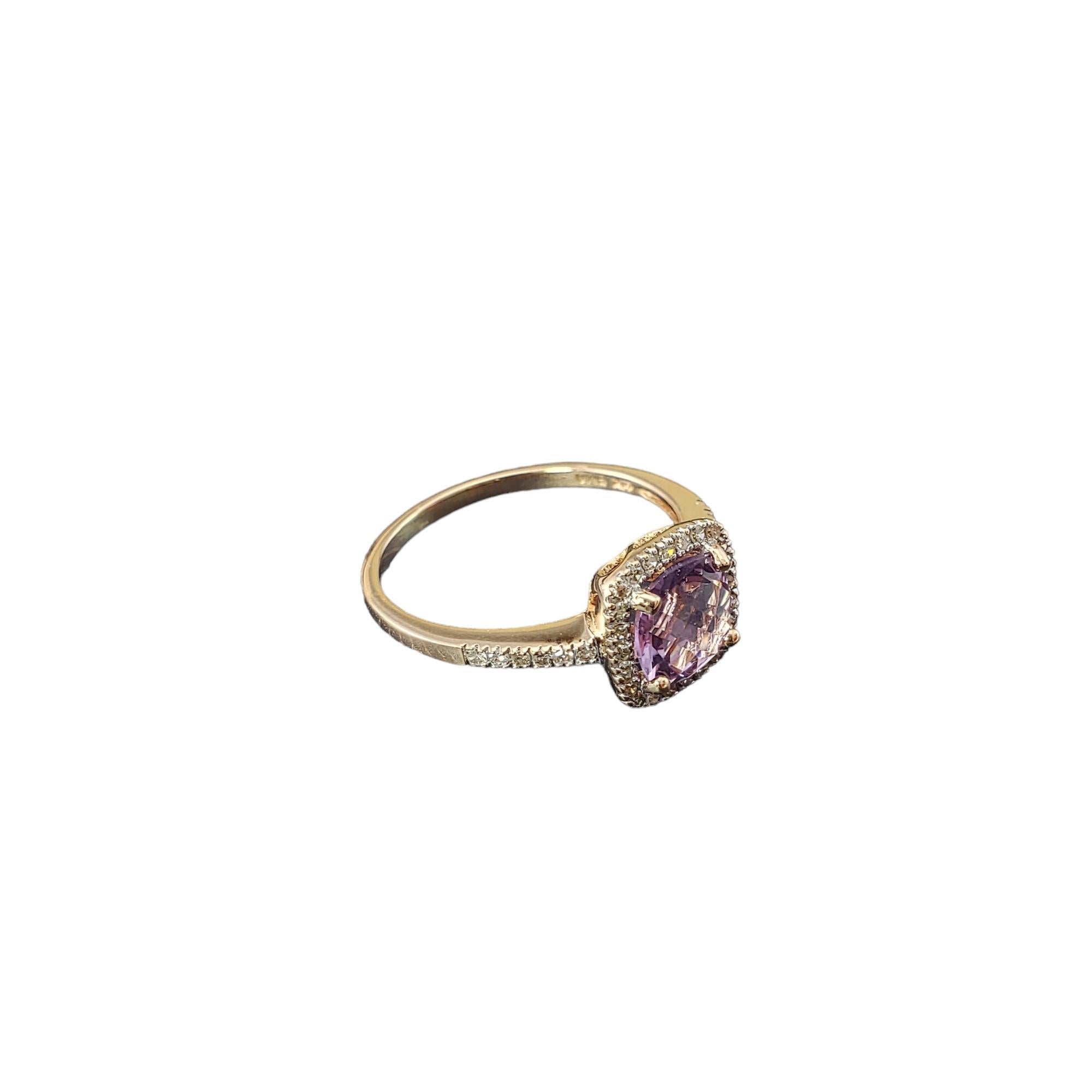 14 Karat Rose Gold Amethyst and Diamond Ring Size 8 #17070 In Good Condition For Sale In Washington Depot, CT