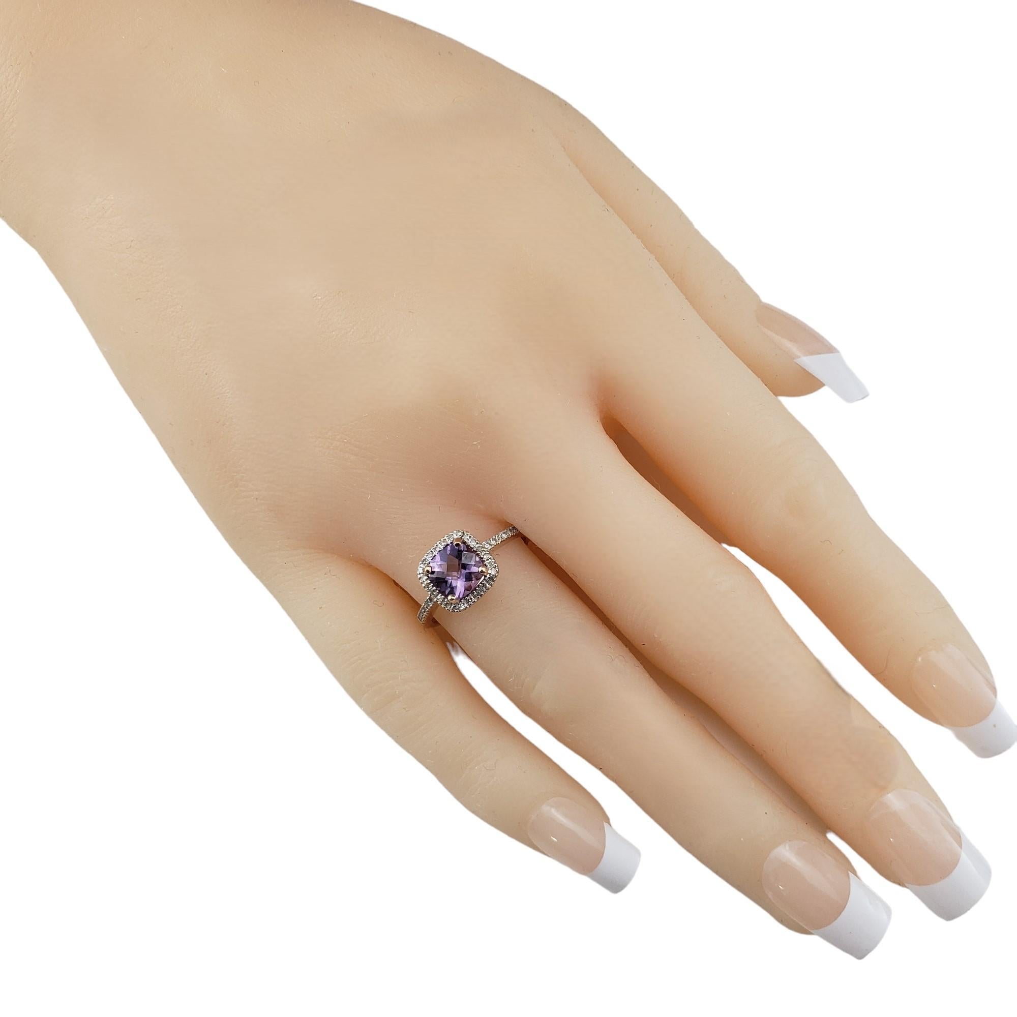 14 Karat Rose Gold Amethyst and Diamond Ring Size 8 #17070 For Sale 2