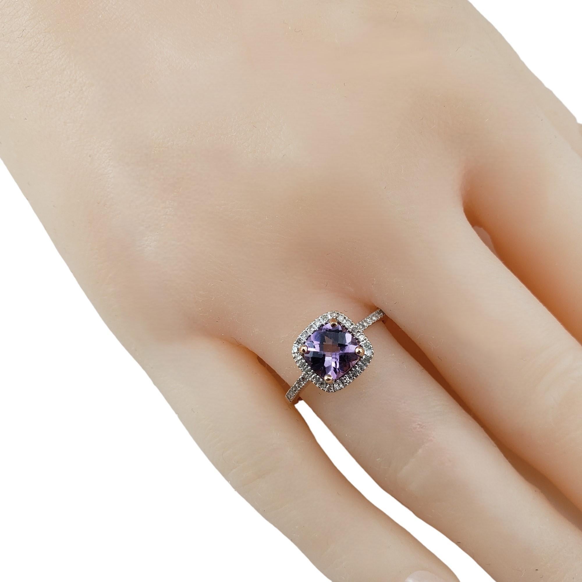 14 Karat Rose Gold Amethyst and Diamond Ring Size 8 #17070 For Sale 3