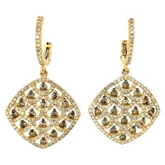 14 Karat Rose Gold and .75-.88 Carat White and Chocolate Diamond Earrings