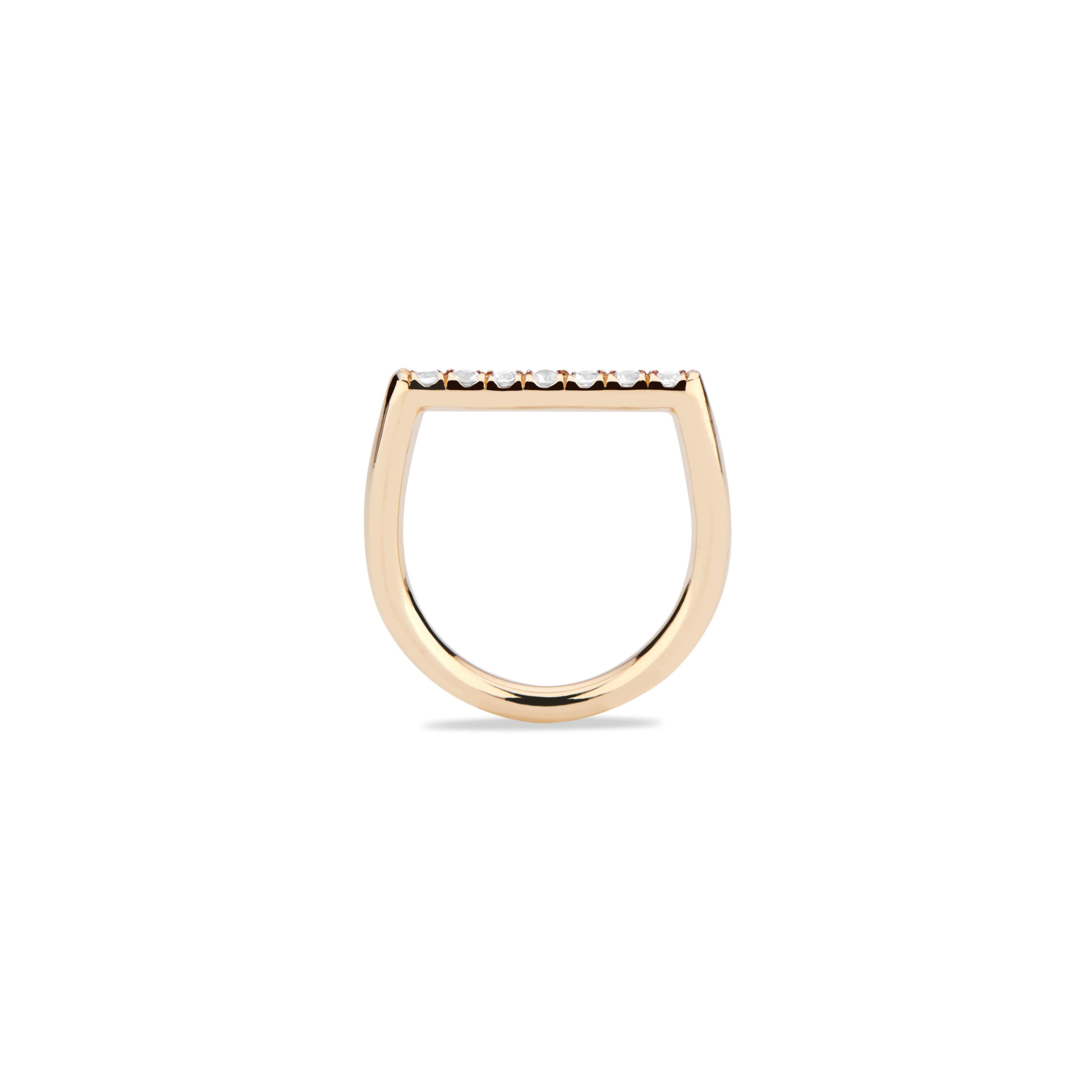 Contemporary 14 Karat Rose Gold and Black Diamond Stacking Square Ring For Sale