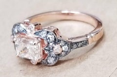 14 Karat Rose Gold and Diamond "Antiqed" Inspired Ring