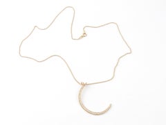 14 Karat Rose Gold and Diamond Crescent Moon Pendant Necklace