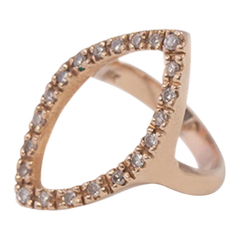 14 Karat Rose Gold and Diamond Pave Marques Statement Ring