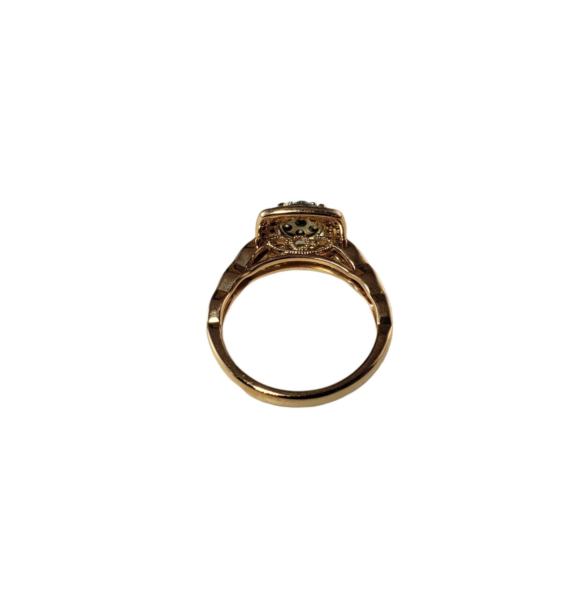 Vintage 14 Karat Rose Gold und Diamant Ring Größe 7-

Dieser funkelnde Ring ist mit 77 runden Diamanten im Brillantschliff besetzt, die in wunderschönes 14-karätiges Roségold gefasst sind. Breite: 12 mm. Schaft: 3 mm.

Ungefähres Gesamtgewicht der