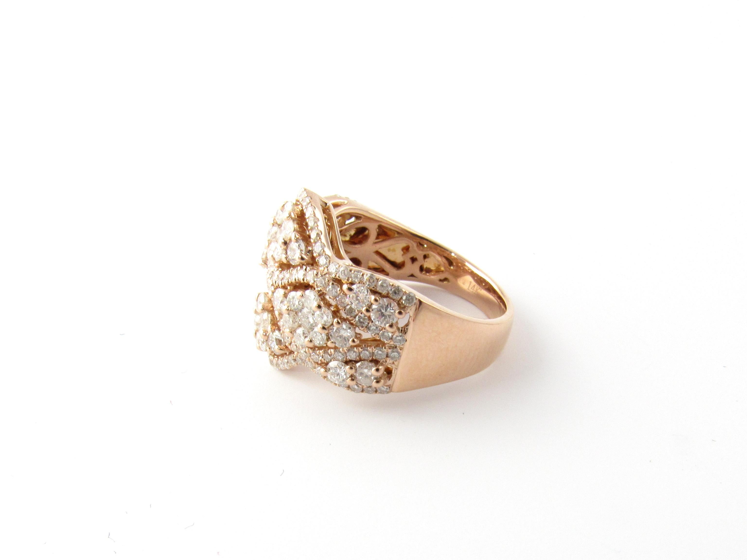 Brilliant Cut 14 Karat Rose Gold and Diamond Ring For Sale