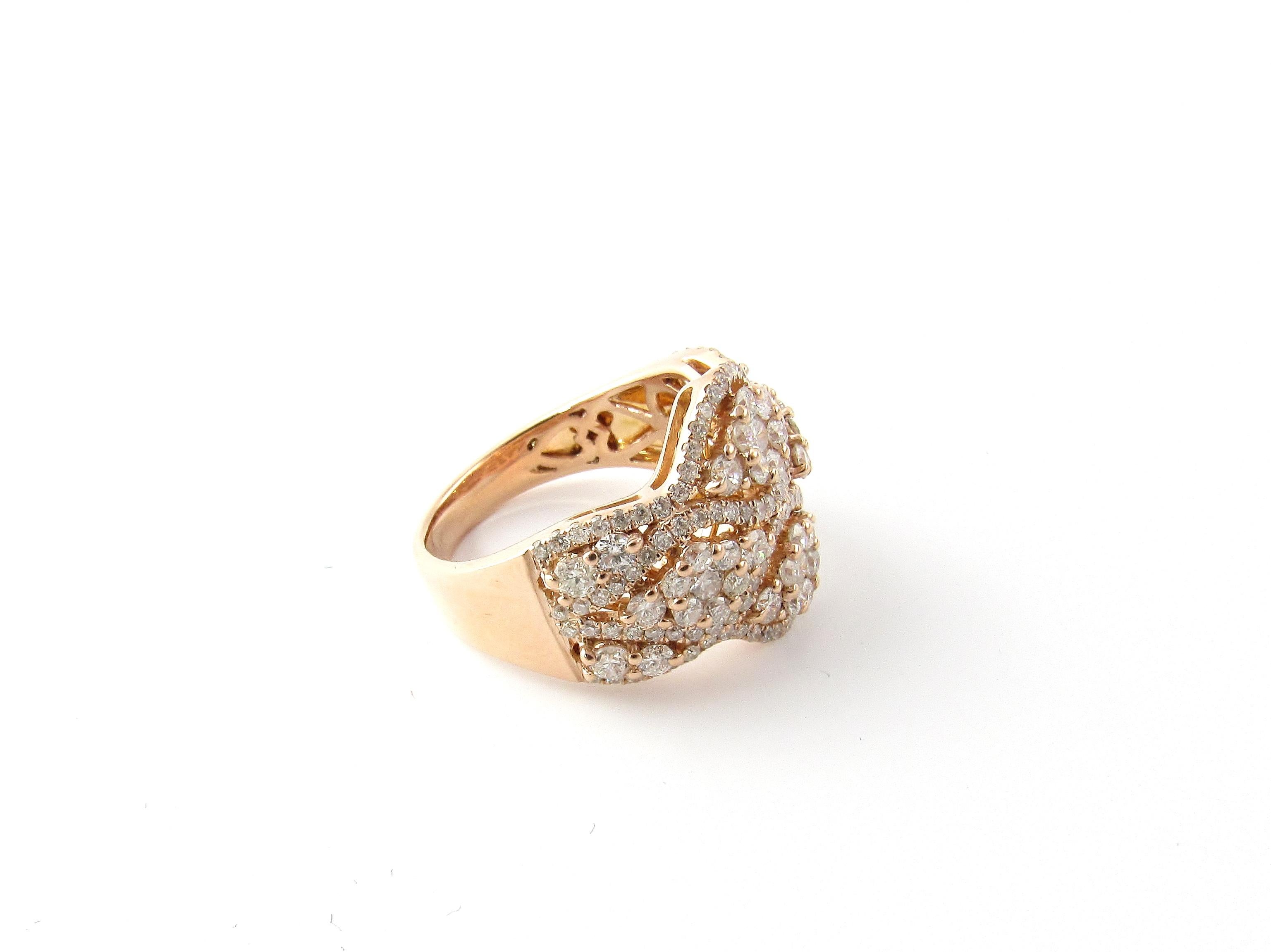 Women's 14 Karat Rose Gold and Diamond Ring For Sale