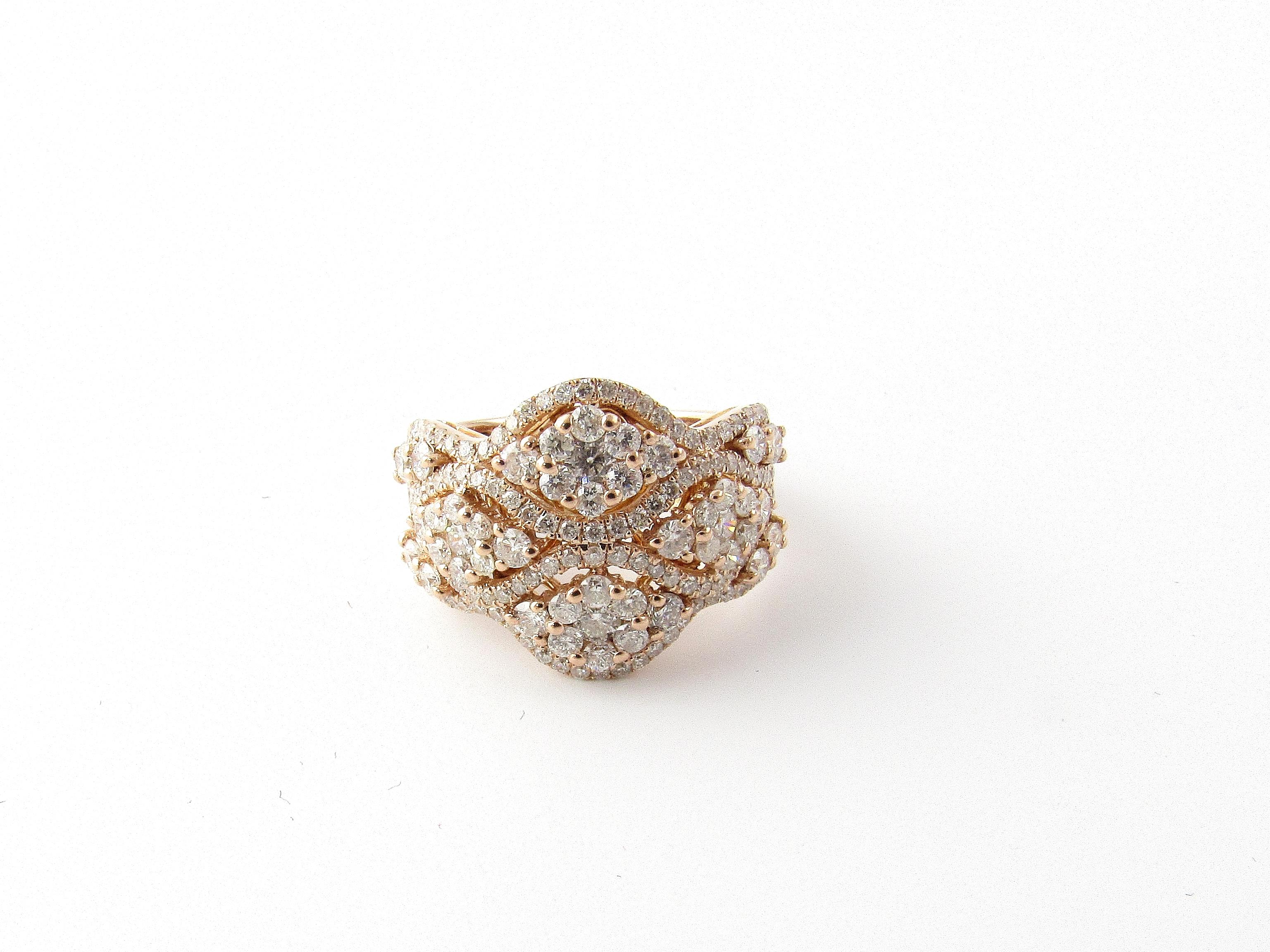 14 Karat Rose Gold and Diamond Ring For Sale 1