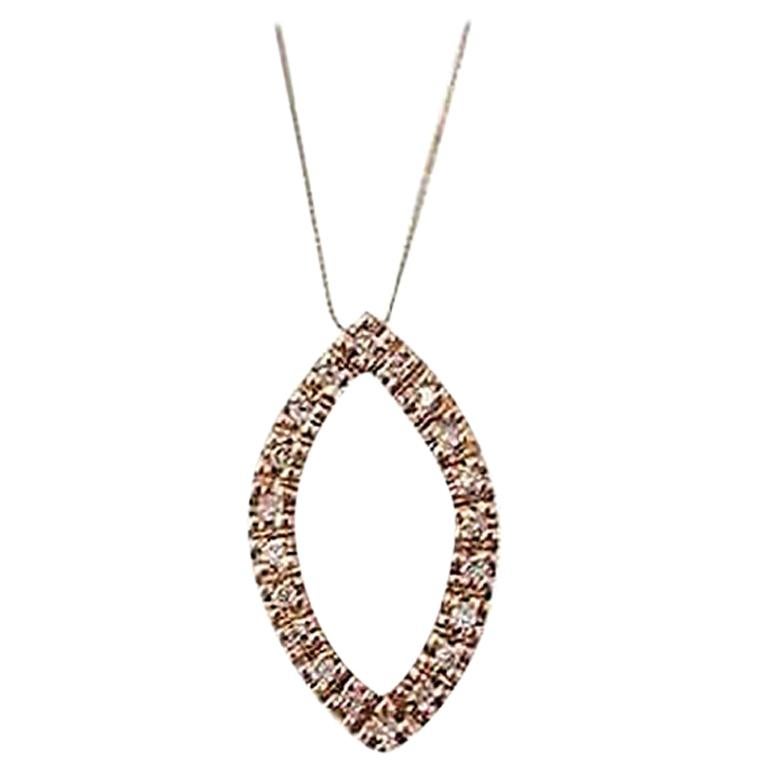 14 Karat Rose Gold and Pave Diamond Delicate Necklace For Sale