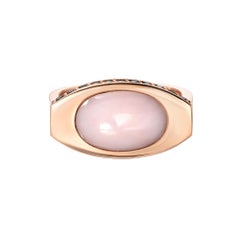 14 Karat Rose Gold and Pink Opal Signet Ring with Pavé Black Onyx