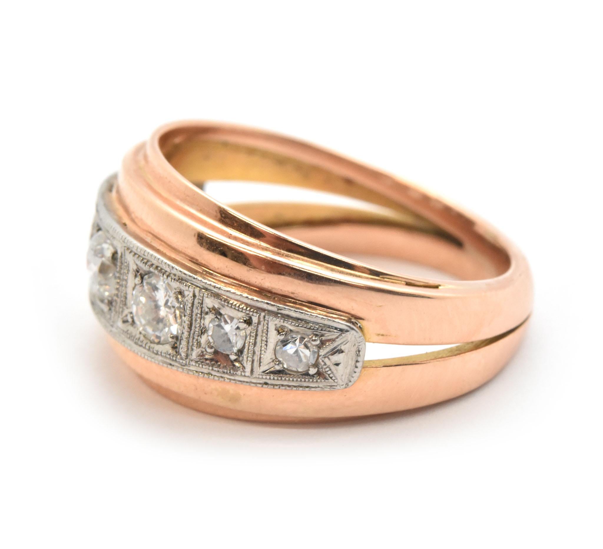 14 Karat Rose Gold and Round European Cut Diamond Ring In New Condition In Scottsdale, AZ