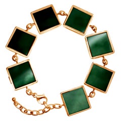 Fourteen Karat Rose Gold Art Deco Style Bracelet with Dark Green Quartzes