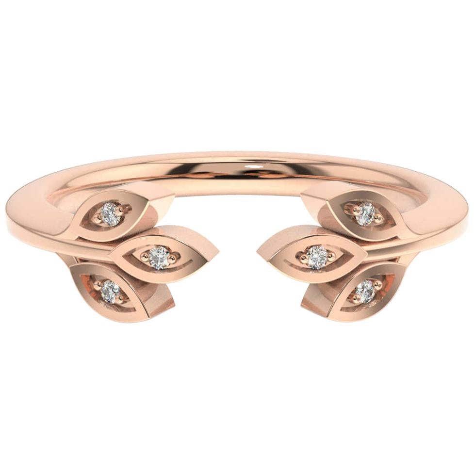 14 Karat Rose Gold Aster Floral Diamond Ring '1/20 Carat' For Sale