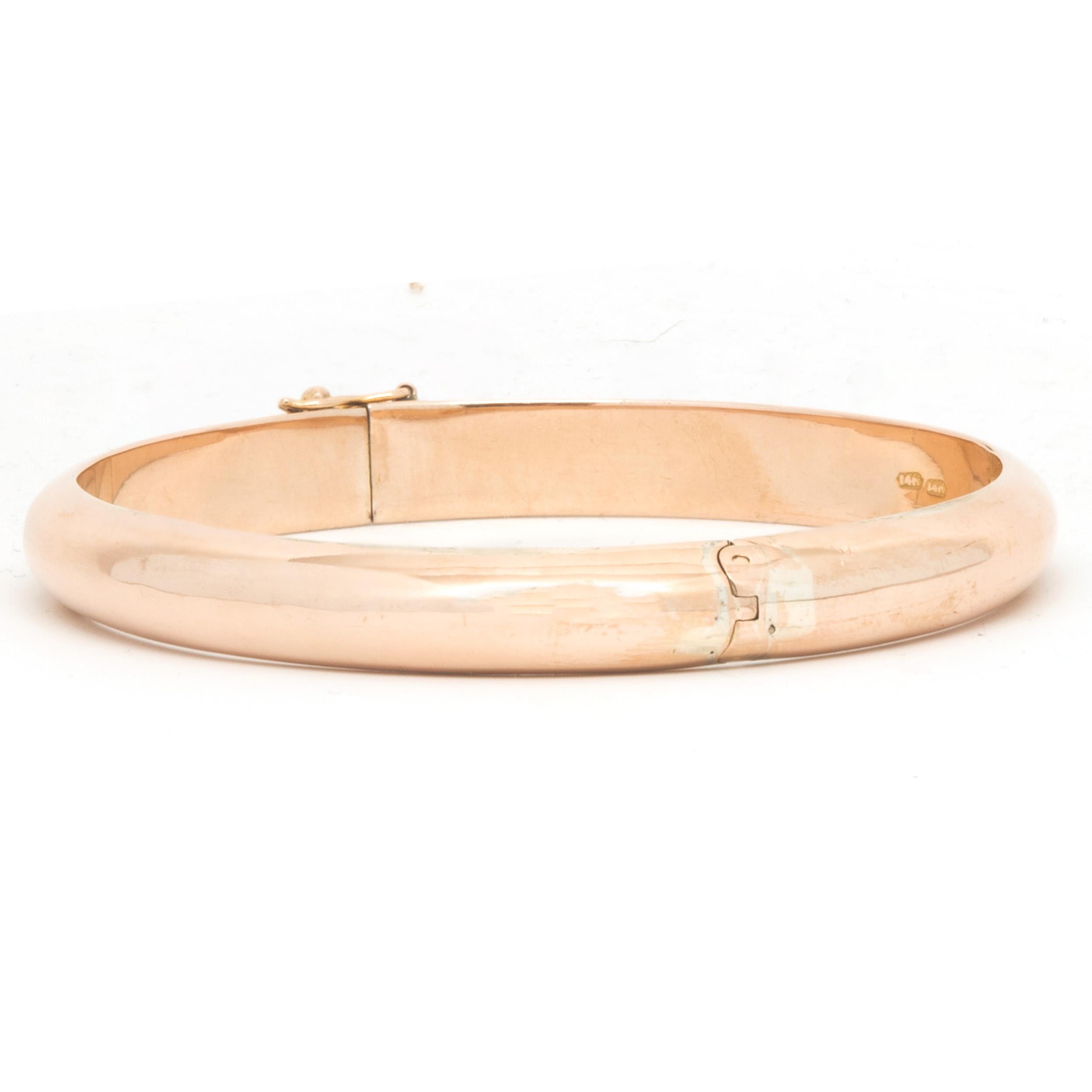 Material: 14K rose gold
Dimensions: bracelet will fit up to a 7-inch wrist
Weight: 26.36 grams