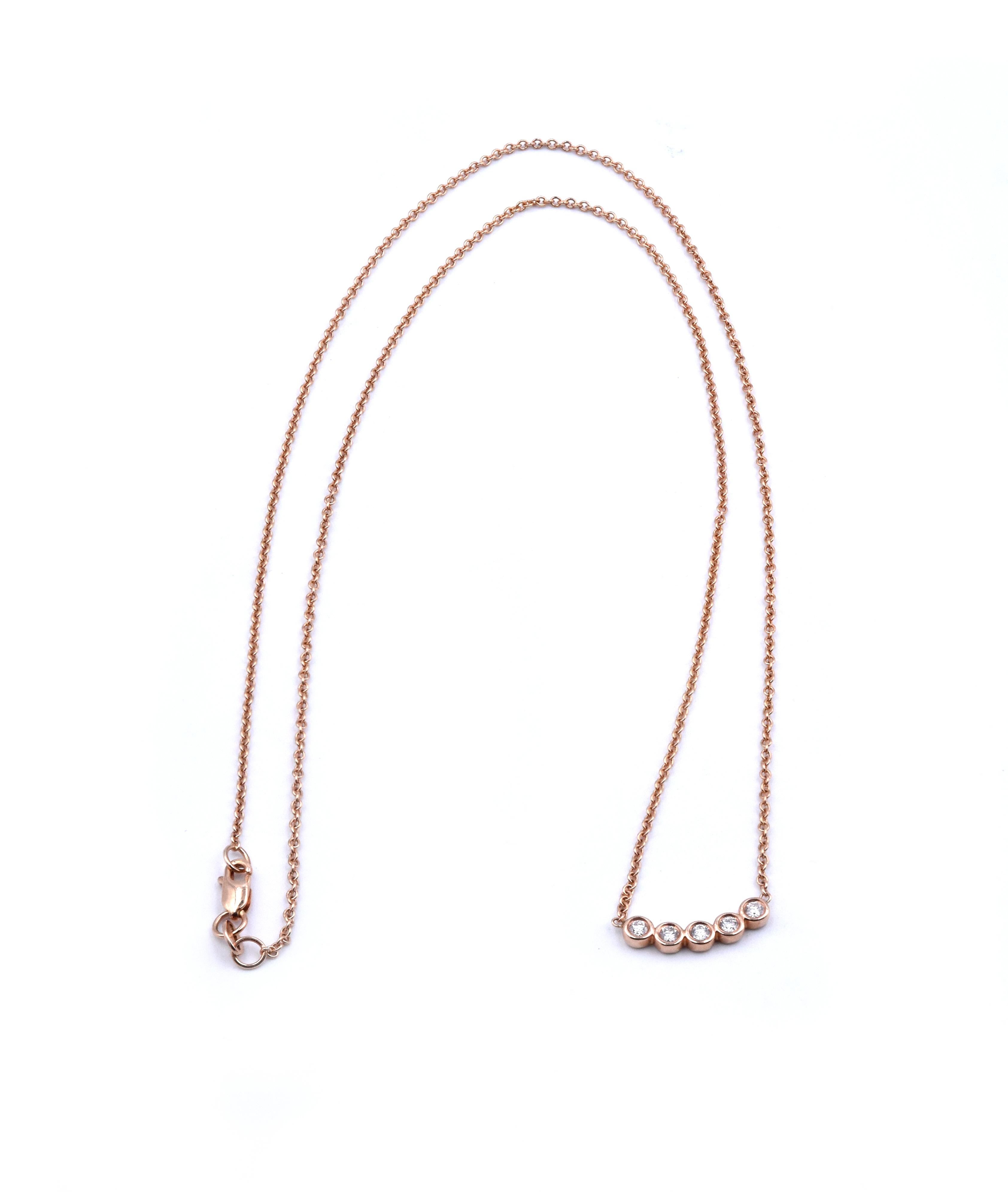 Collar Sonrisa Engastado en Bisel de Oro Rosa de 14 Kilates en Excelente estado para la venta en Scottsdale, AZ