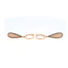 14 Karat Rose Gold Black and White Diamond Teardrop Earrings