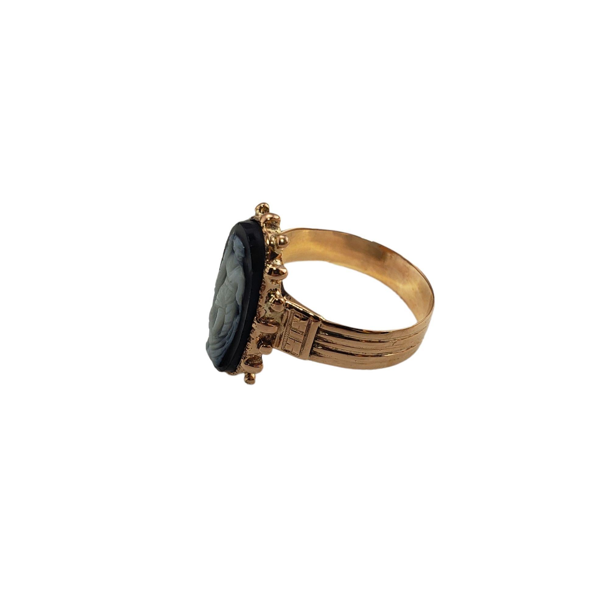 14 Karat Rose Gold Black Cameo Ring In Good Condition In Washington Depot, CT