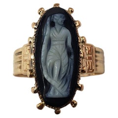 Vintage 14 Karat Rose Gold Black Cameo Ring