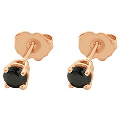Boucles d'oreilles à 4 branches en or rose 14 carats et diamant noir