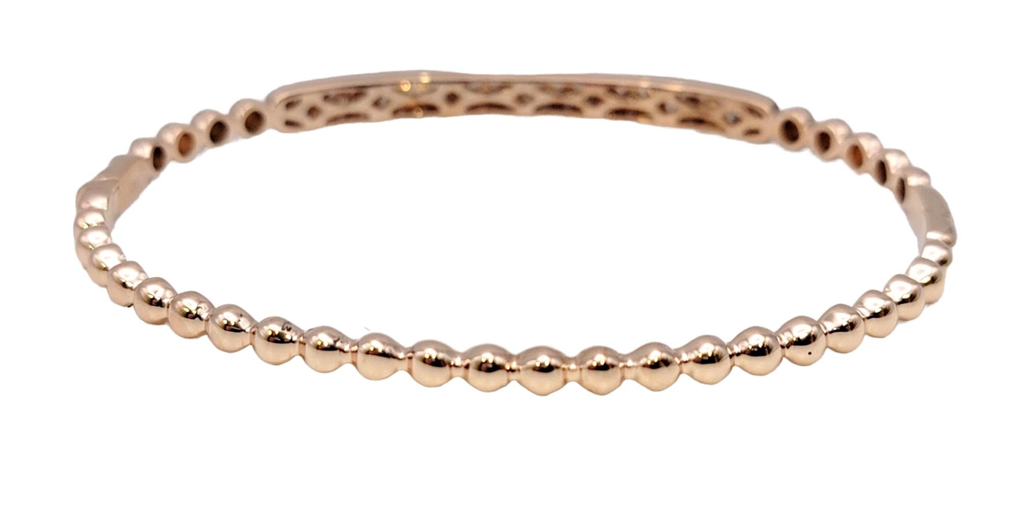 14 Karat Rose Gold Bubble Style Narrow Stacking Bangle Bracelet with Diamonds In Good Condition For Sale In Scottsdale, AZ