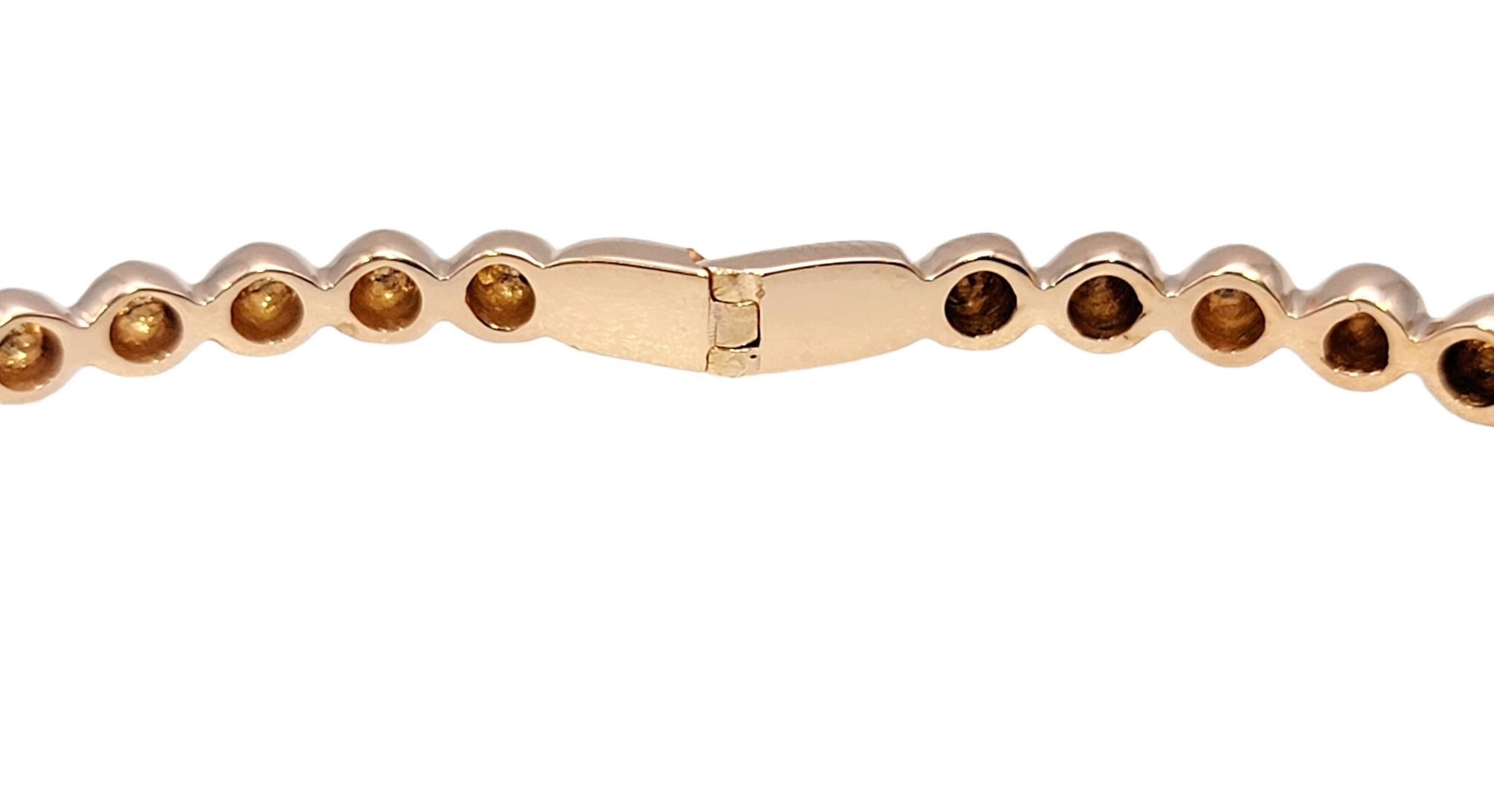14 Karat Rose Gold Bubble Style Narrow Stacking Bangle Bracelet with Diamonds For Sale 2