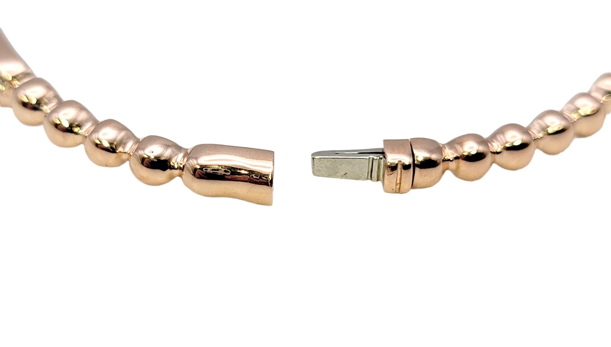 14 Karat Rose Gold Bubble Style Narrow Stacking Bangle Bracelet with Diamonds For Sale 3