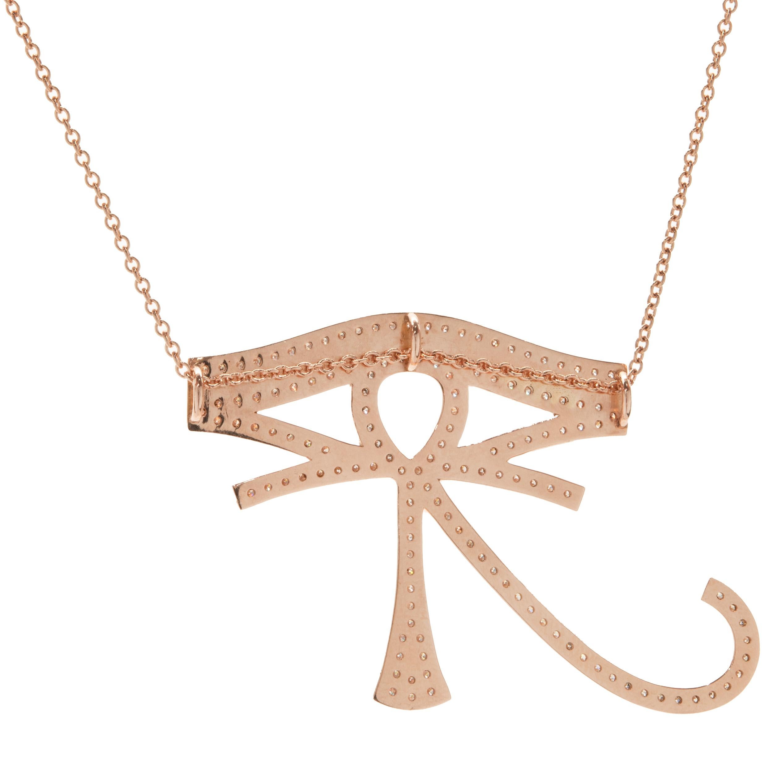 Designer: custom design
Material: 14K rose gold
Diamond: 139 round brilliant cut = 2.07cttw
Color: Champagne
Clarity: SI1
Dimensions: necklace measures 18-inches in length 
Weight: 12.92 grams
 