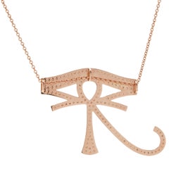 14 Karat Rose Gold Champagne Diamond Eye of RA Necklace