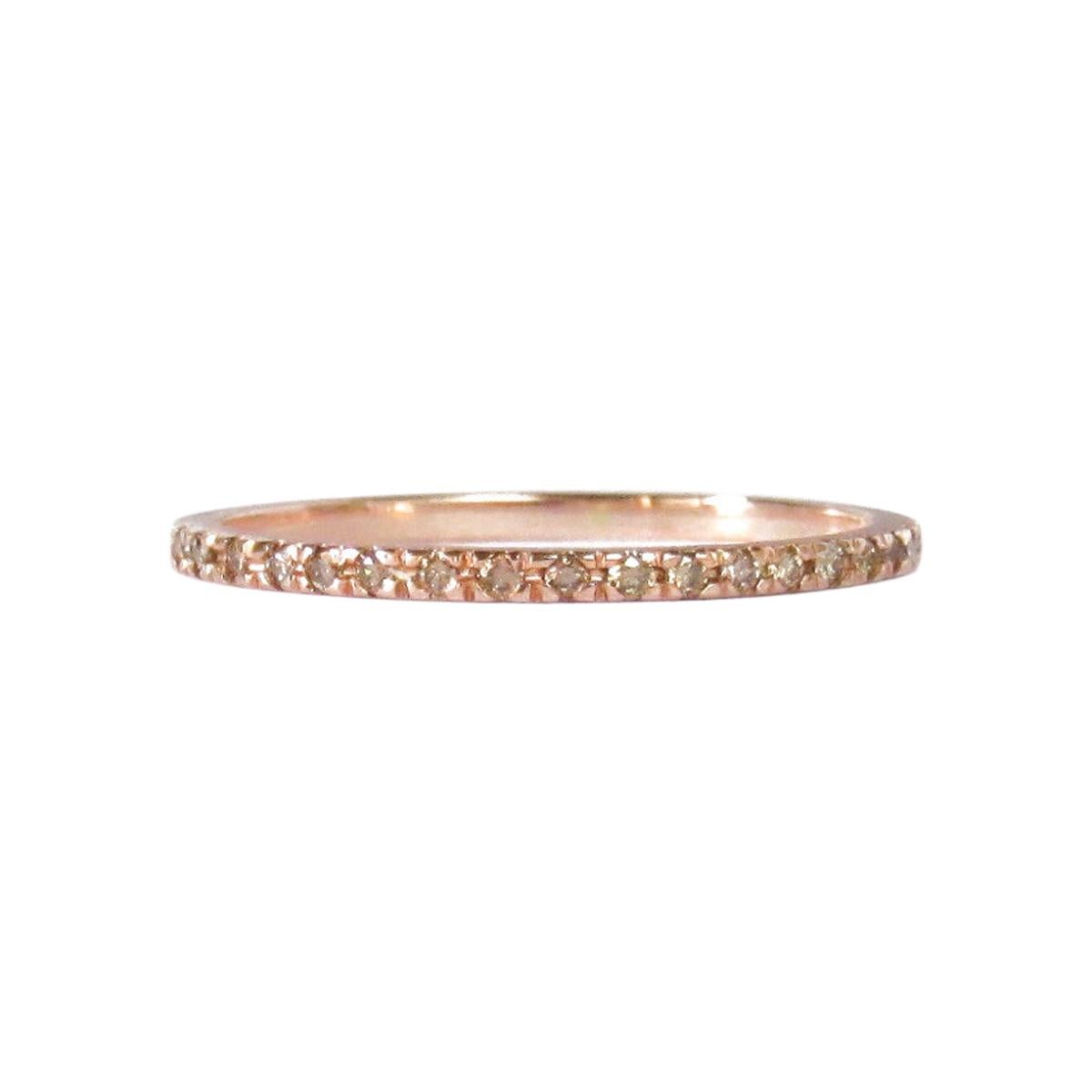 14 Karat Rose Gold Champagne Diamonds Anniversary Band For Sale