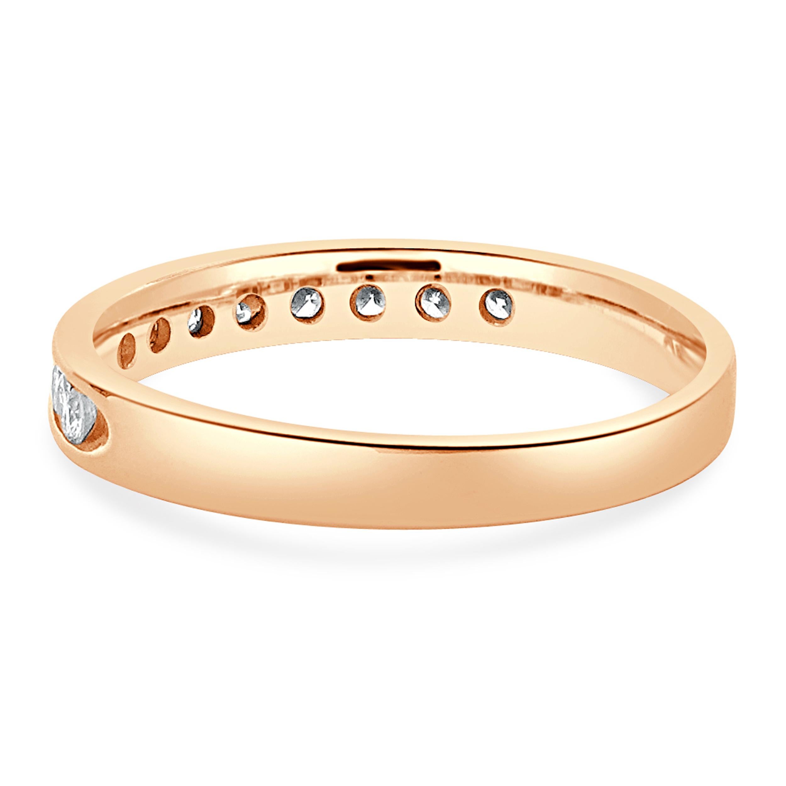 14 Karat Rose Gold Channel Set Diamond Band In Excellent Condition For Sale In Scottsdale, AZ
