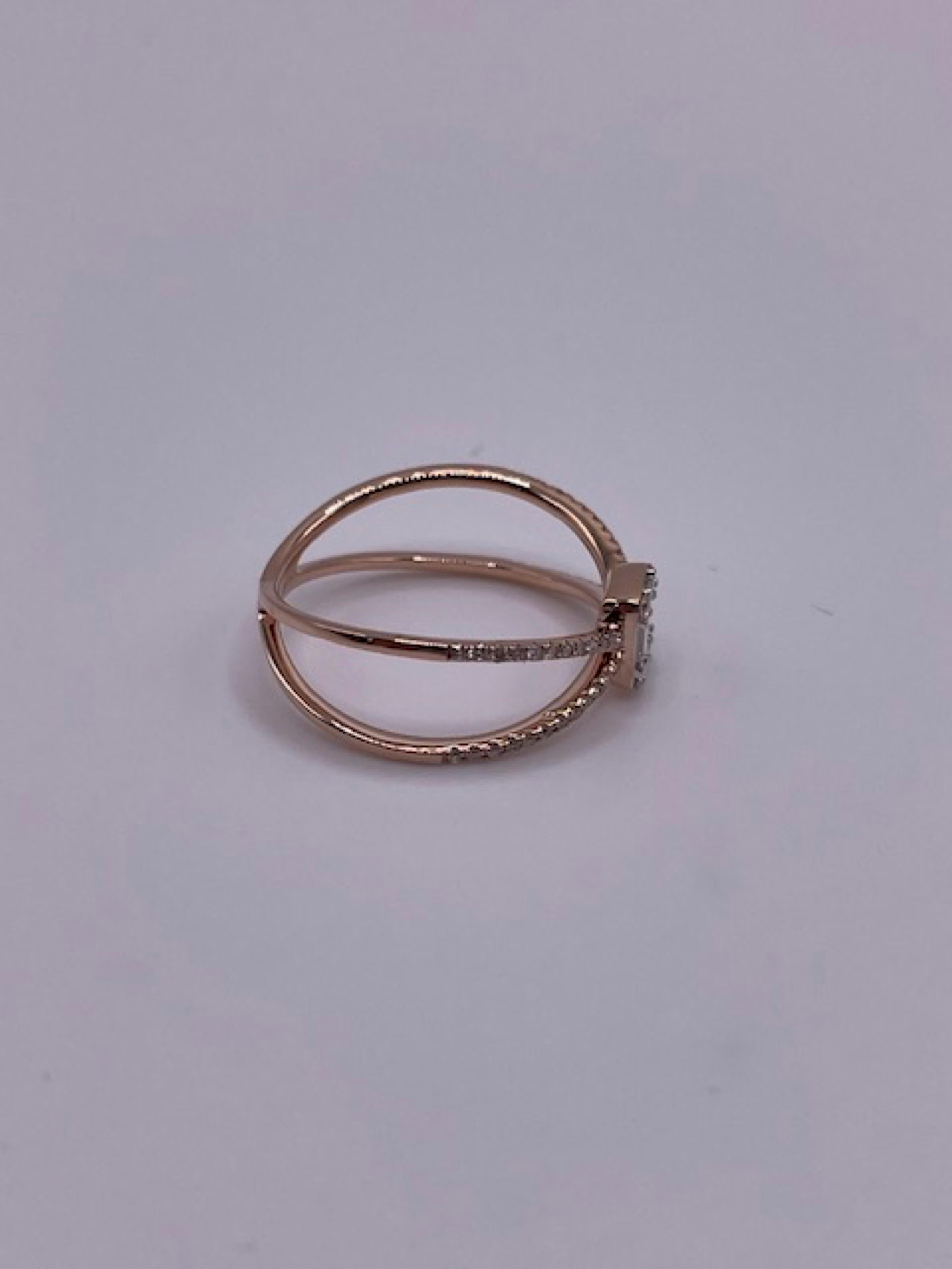 Women's 14 Karat Rose Gold Cocktail Diamond Ring For Sale