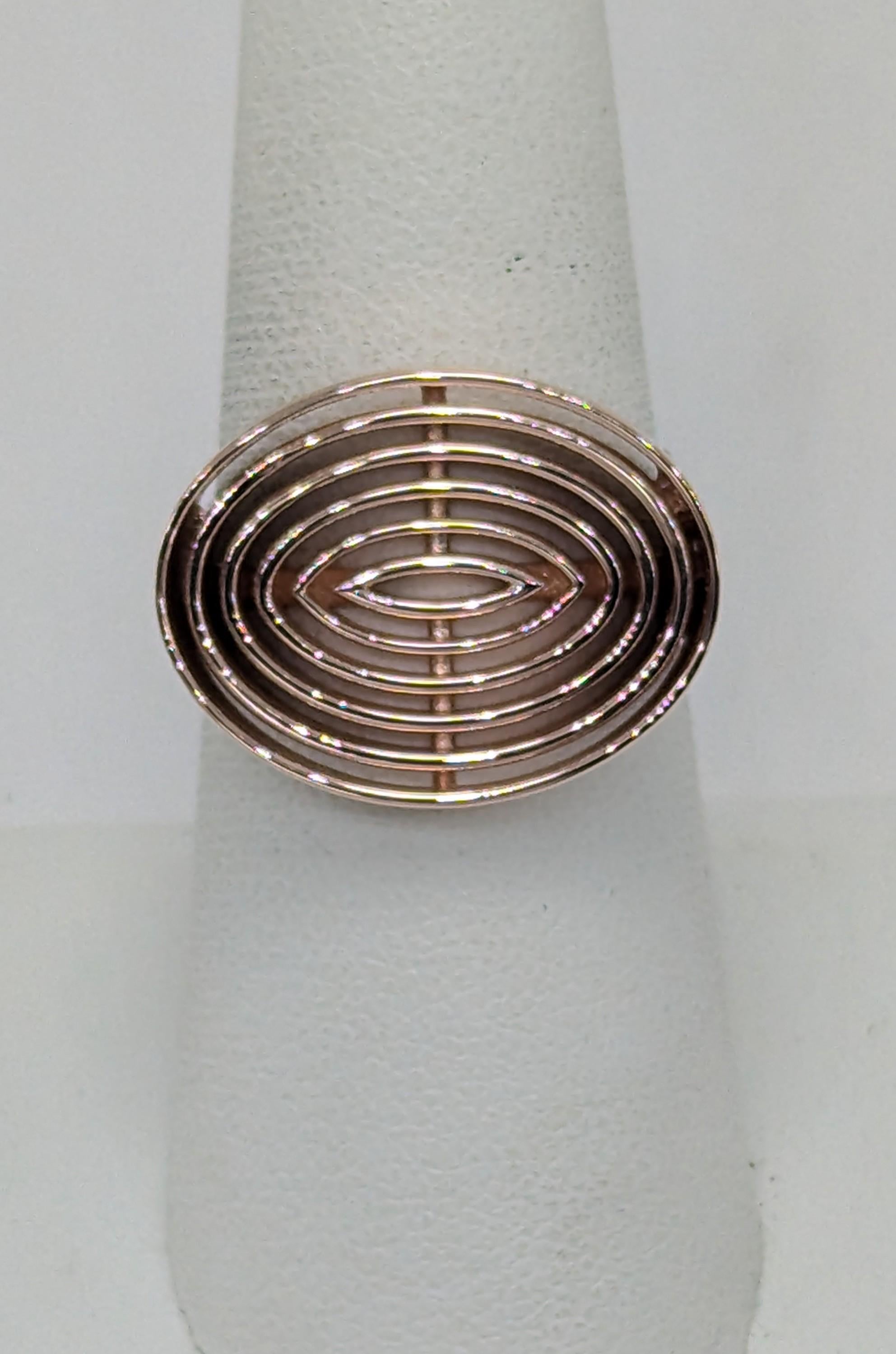 For Sale:  14 Karat Rose Gold Concave Ovals Ring 3