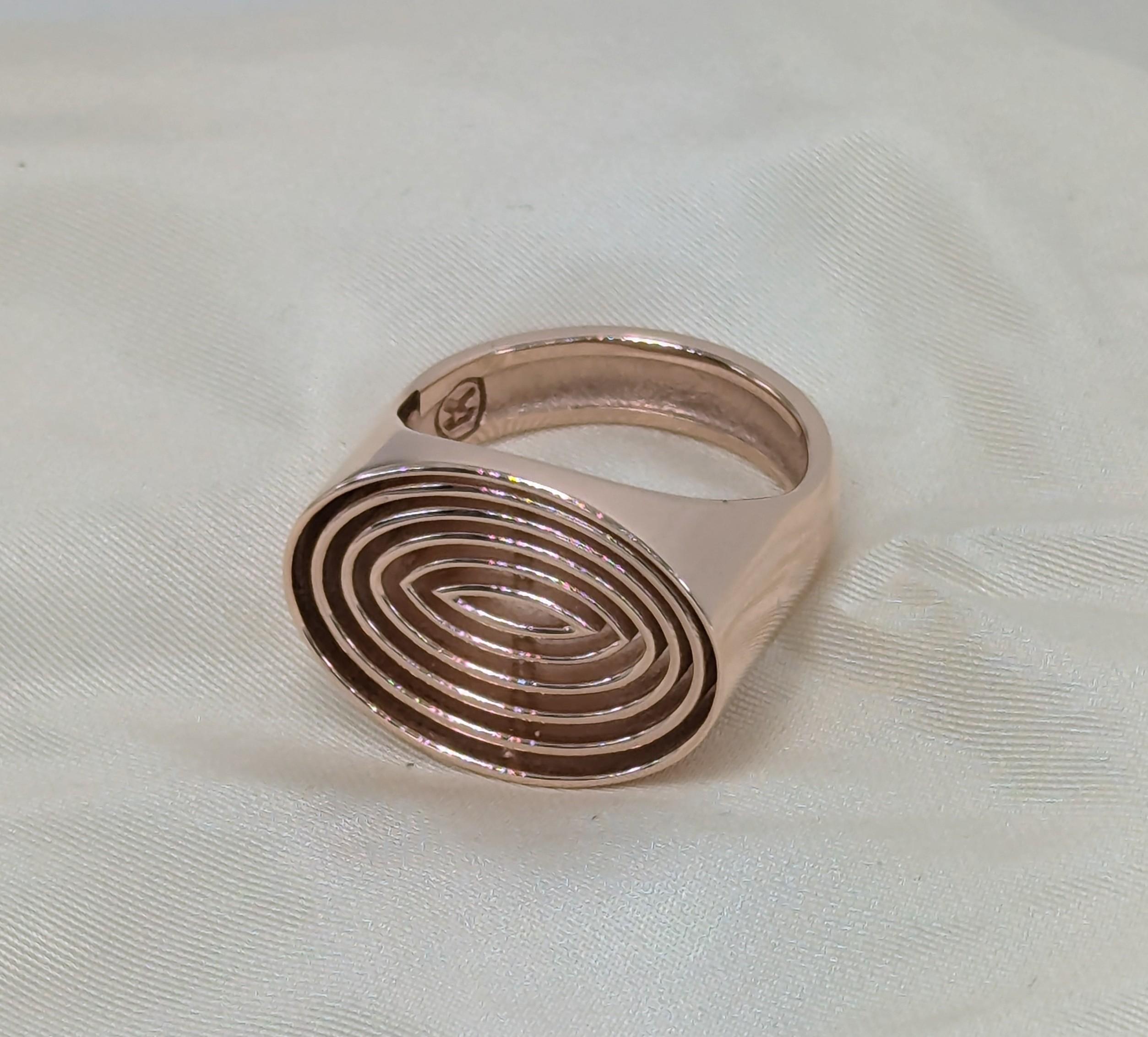 For Sale:  14 Karat Rose Gold Concave Ovals Ring 5