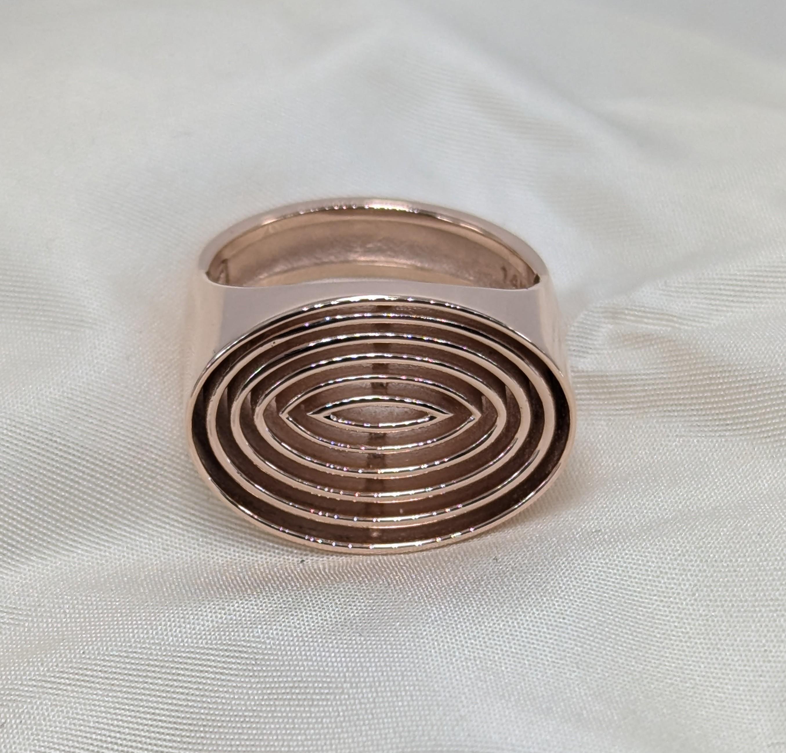 For Sale:  14 Karat Rose Gold Concave Ovals Ring 6