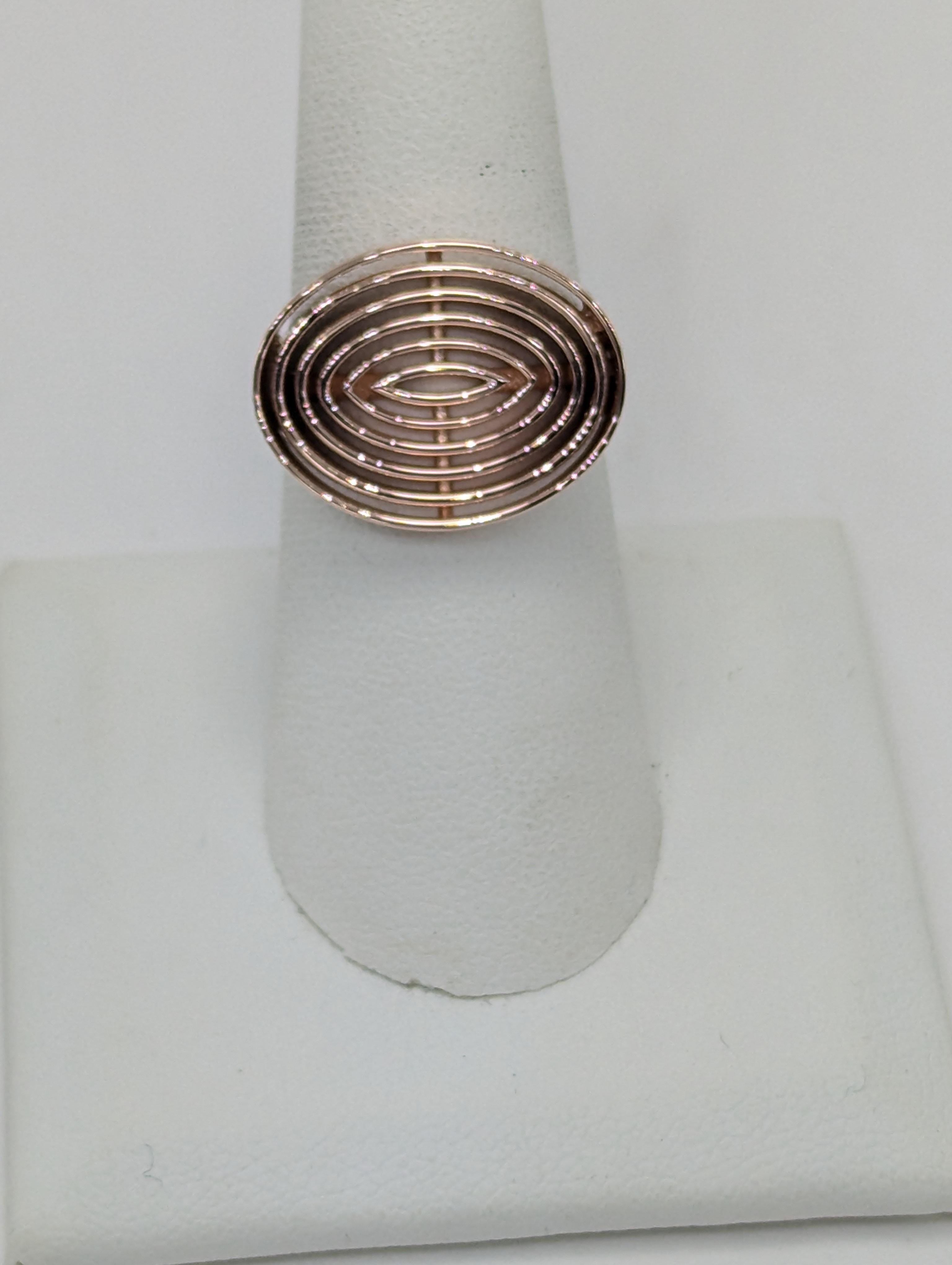 For Sale:  14 Karat Rose Gold Concave Ovals Ring 4