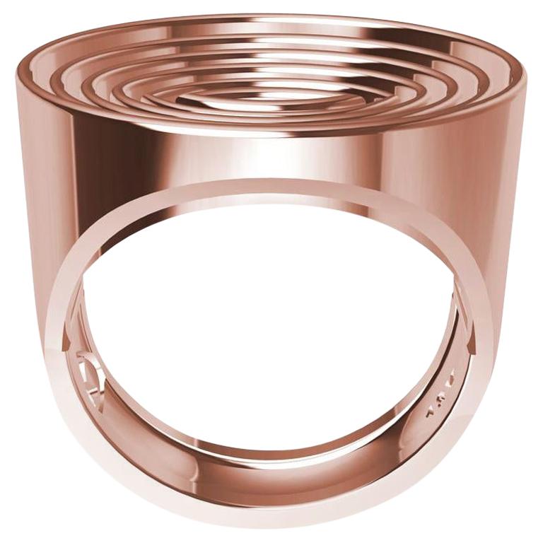 Konkaver ovaler Ring aus 18 Karat Roségold