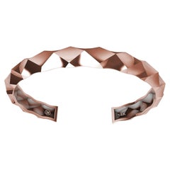 14 Karat Rose Gold Concave Rhombus Unisex Cuff Bracelet